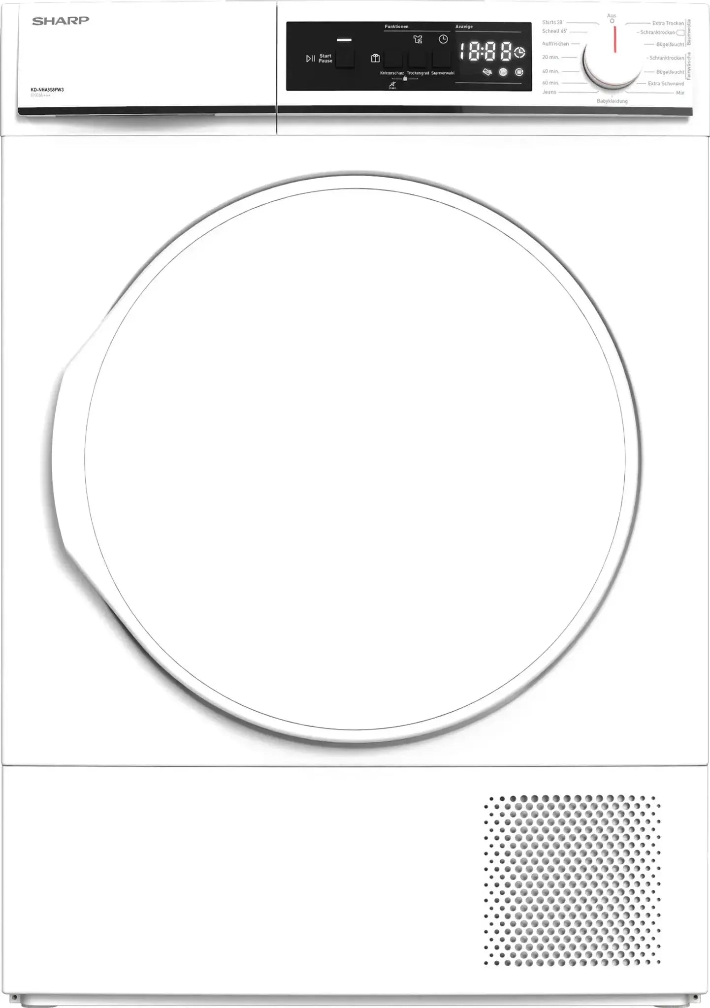 Sharp Wärmepumpentrockner 8kg BubbleDrum WaveCabinet LED-Display sanft, effizient