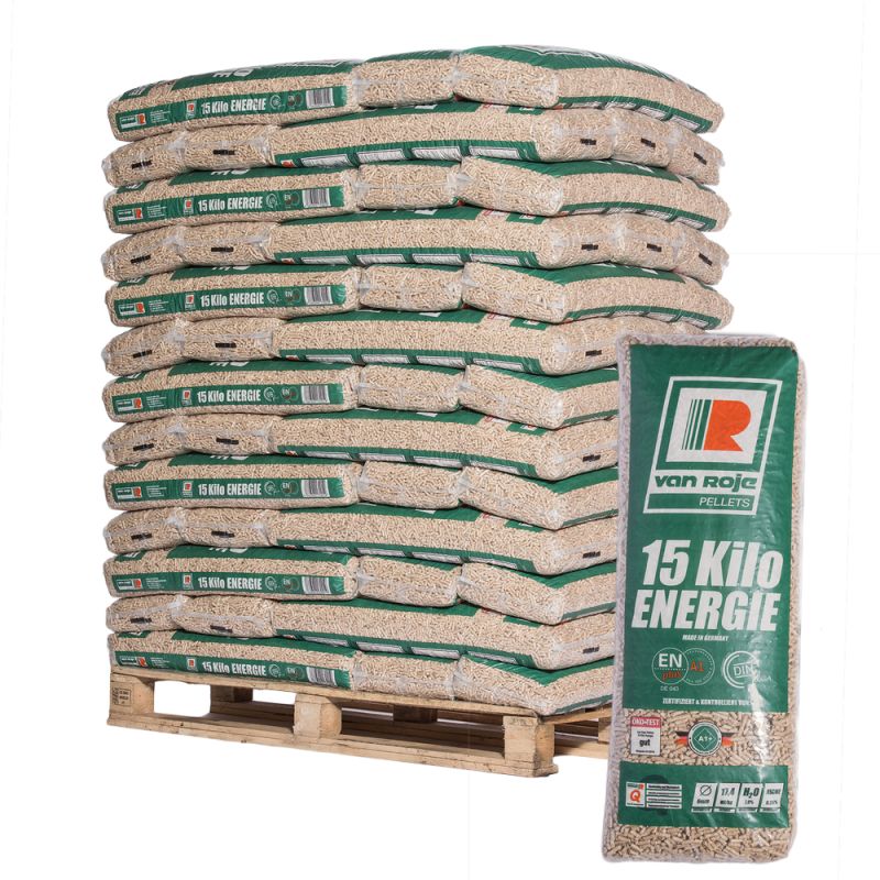 Holzpellets Van Roje – 975 kg (65 Säcke x 15 kg) – Palette
