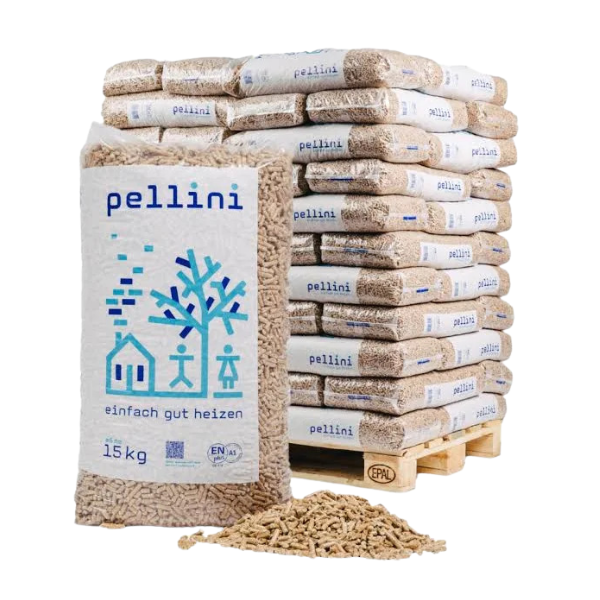 Pellini Holzpellets – Palette mit 990 kg (66 x 15 kg Säcke), zertifiziert nach DIN EN ISO 17225-2
